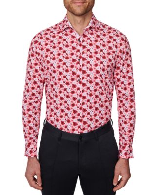 Society of Threads - Men's Slim-Fit Floral Performance Dress Shirt