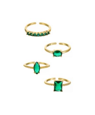 ETTIKA - 18k Gold-Plated 4-Pc. Set Color Cubic Zirconia Rings
