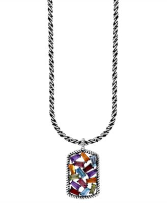 EFFY Collection - Multi-Gemstone Scattered Cluster 18" Pendant Necklace (2-1/20 ct. t.w.) in Sterling Silver