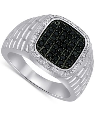 Macy's - Men's Black & White Diamond Ring (3/4 ct. t.w.) in Sterling Silver