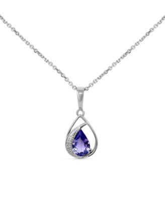 Macy's - Tanzanite (1/2 ct. tw.) & Diamond Accent 18" Pendant Necklace in Sterling Silver