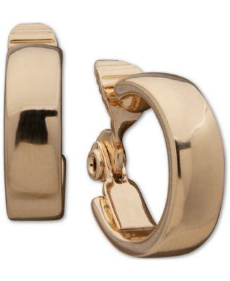 Anne Klein - Gold-Tone Small Wide Clip-On Hoop Earrings, 0.71"