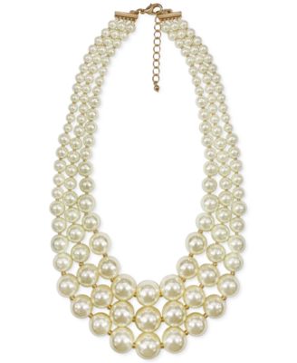 Charter Club - Imitation Pearl Three-Row Collar Necklace