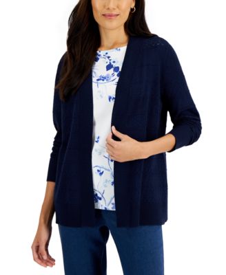 Karen Scott - Women's Pointelle Stitch Cardigan