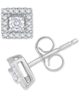 Macy's - Diamond Cluster Stud Earrings (1/4 ct. t.w.) in 14k White Gold