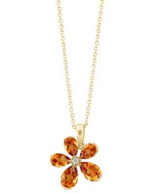 EFFY Collection - Citrine (2-1/5 ct. t.w.) & Diamond Accent Flower 18" Pendant Necklace in 14k Gold