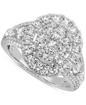 Macy's - Diamond Oval Cluster Engagement Ring (2 ct. t.w.) in 14k White Gold