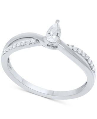 Macy's - Diamond Pear-Cut Swirl Solitaire Engagement Ring (1/4 ct. tw) in 14k Gold