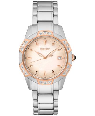 Seiko - Women's Diamond (1/6 ct. t.w.) Stainless Steel Bracelet Watch 33mm