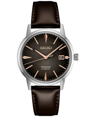 Seiko - Men's Automatic Presage Brown Leather Strap Watch 40mm