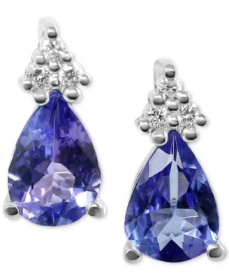 Macy's - Tanzanite (1-1/6 ct. t.w.) & Diamond (1/20 ct. t.w.) Stud Earrings in Sterling Silver
