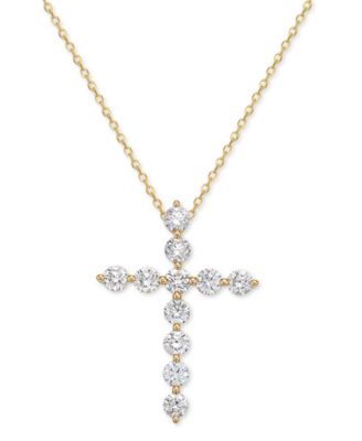 Macy's - Diamond Cross Pendant Necklace (1 ct. t.w.), 16" + 2" extender