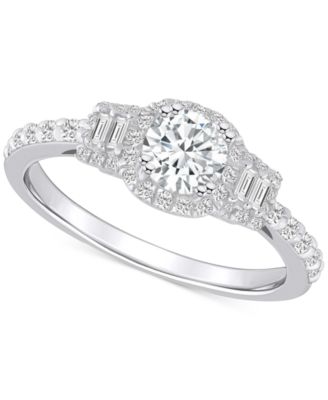 Macy's - Diamond Baguette-Framed Halo Engagement Ring (3/4 ct. t.w.) in 14k Gold, White Gold or Rose Gold