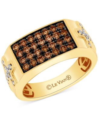 Le Vian - Men's Chocolate Diamond (7/8 ct. t.w.) & Nude Diamond (3/8 ct. t.w.) Cross Cluster Ring in 14k Gold