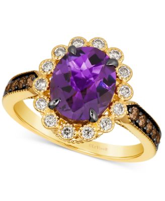 Le Vian - Grape Amethyst (2-1/2 ct. t.w.), Chocolate Diamonds (1/4 ct. t.w.) & Nude Diamonds (1/4 ct. t.w.) Oval Halo Ring in 14k Gold