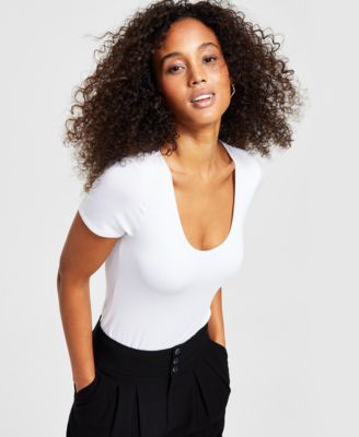 Bar III - Petite Scoop-Neck Bodysuit
