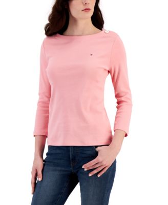 Tommy Hilfiger - Women's Cotton 3/4-Sleeve Boat-Neck Top