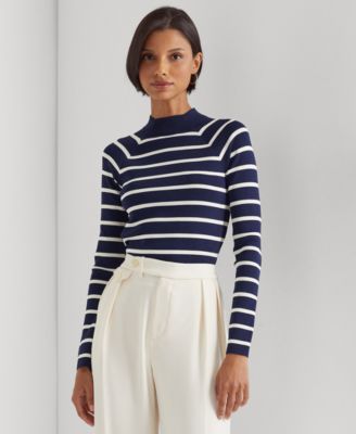 Lauren Ralph Lauren - Women's Striped Mockneck Sweater, Regular & Petite