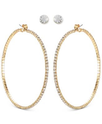 GUESS - Gold-Tone 2-Pc. Set Stone Stud & Large Hoop Earrings