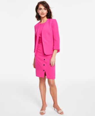Kasper - Women's Open-Front Jacket & Snap-Trim Sheath Dress