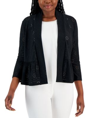 Kasper - Women's Knit Eyelet Open-Front Jacket