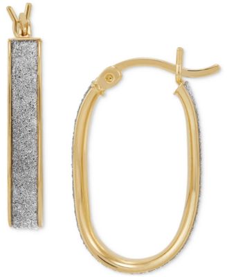 Macy's - Oval Glitter Small Hoop Earrings