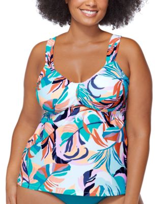Raisins Curve - Plus Size Printed Korakia Rimini Tankini Swim Top