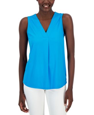 Anne Klein - Women's Solid Pleat-Front Shell