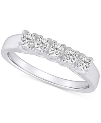 Macy's - Diamond Five Stone Wedding Band (1/2 ct. t.w.) in 14k Gold