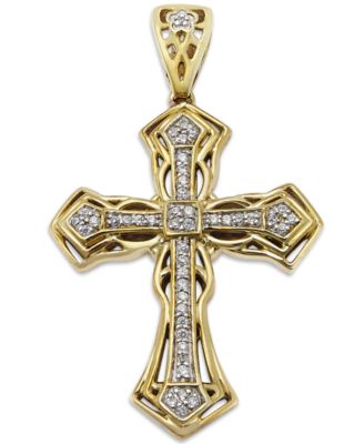 Macy's - Men's Diamond Cross Pendant in 10k Gold (1/6 ct. t.w.)