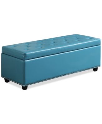 Simpli Home - Bonded Leather Rectangular Storage Ottoman, Direct Ship
