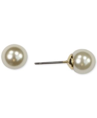 Anne Klein - Gold-Tone Faux Pearl (8mm) Stud Earrings
