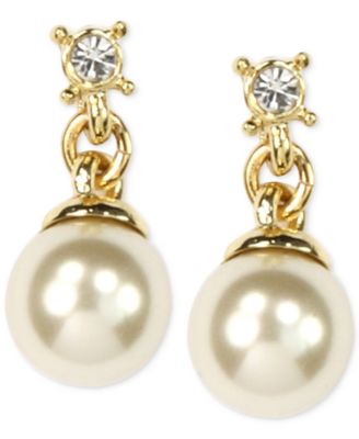 Anne Klein - Gold-Tone Imitation Pearl Drop Earrings