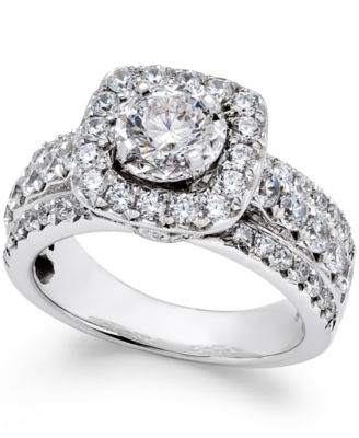 Macy's - Diamond Halo Engagement Ring (2 ct. t.w.) in 14k White Gold