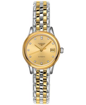 Longines - Women's Swiss Automatic Flagship Diamond Accent Two-Tone PVD Stainless Steel Bracelet Watch 26mm L42743377