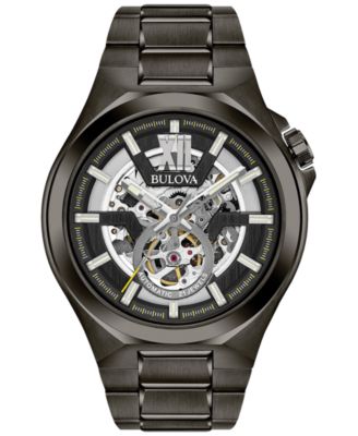 Bulova - Men's Automatic Gunmetal Stainless Steel Bracelet Watch 46mm 98A179