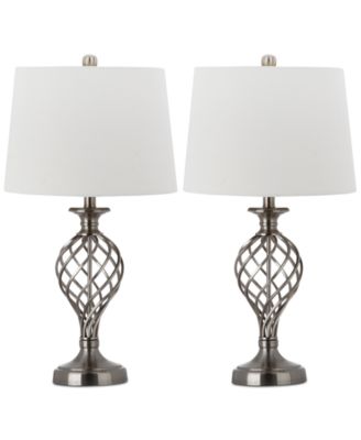 Safavieh - Set of 2 Lattice Urn Platinum-Tone Table Lamps