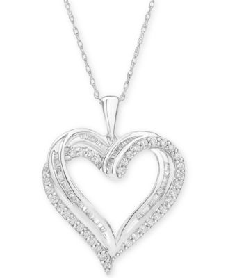 Macy's - Diamond Heart Pendant Necklace (1/2 ct. t.w.)