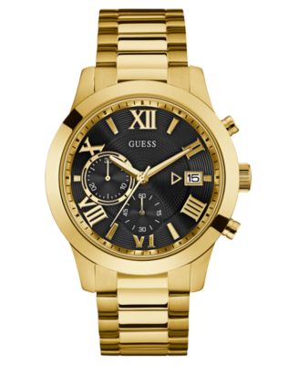 GUESS - Men's Chronograph Gold-Tone Stainless Steel Bracelet Watch 45mm