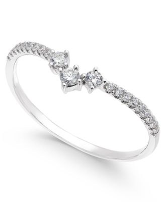 Macy's - Diamond Curved Band (1/5 ct. t.w.) in 14k White Gold