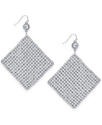 I.N.C. International Concepts - Silver-Tone Crystal Diamond-Shape Sheet Drop Earrings