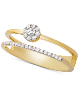 Wrapped - Diamond Cluster Double Ring (1/6 ct. t.w.) in 14k Gold