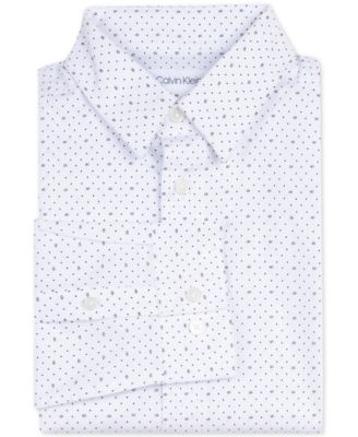 Calvin Klein - Big Boys Slim-Fit Stretch Logo Dot-Print Dress Shirt