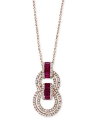 EFFY Collection - Ruby (5/8 ct. t.w.) & Diamond (1/2 ct. t.w.) 18" Pendant Necklace in 14k Rose Gold