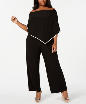 MSK - Plus Size Off-The-Shoulder Poncho Jumpsuit