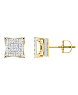 Macy's - Men's Diamond (1/4 ct.t.w.) Square Earring Set in 10k Yellow Gold