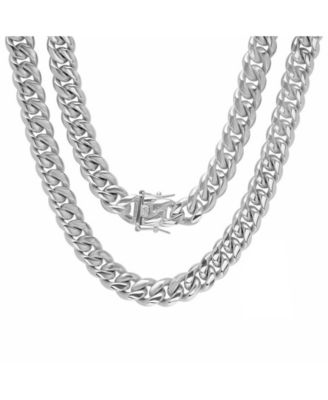 STEELTIME - Men's Stainless Steel 30" Miami Cuban Link Chain with 12mm Box Clasp from