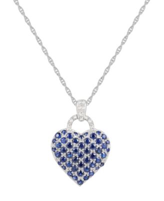 Macy's - Sapphire (1-3/4 ct. t.w.) and  Diamond Accent Heart Pendant Necklace in Sterling Silver