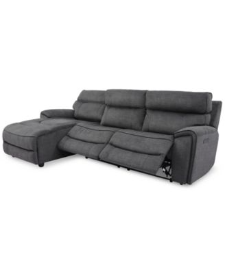 Furniture - Hutchenson 3-Pc. Fabric Chaise Sectional with 2 Power Recliners and Power Headrests