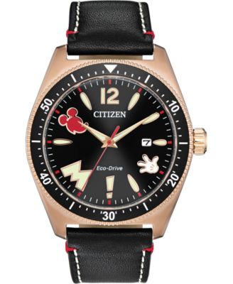 Citizen - Men's Disney Classic Black Leather Strap Watch 43mm